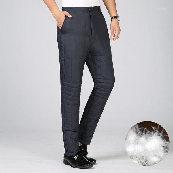 

men's pants icpans mens warm for winter male waterproof thick duck down men cold-proof trousers jogger plus size xxxl 4xl1, Black