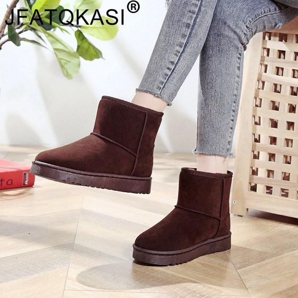 

women boots winter snow shoes ladies round toe plus velvet thick ankle plush inside fashion warm cotton flats cold protection, Black