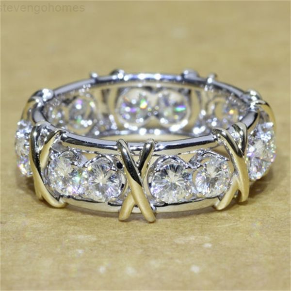 

10kt filled jewelry victoria white &gold wieck brand z simulated diamond wedding princess band silver rings for wome