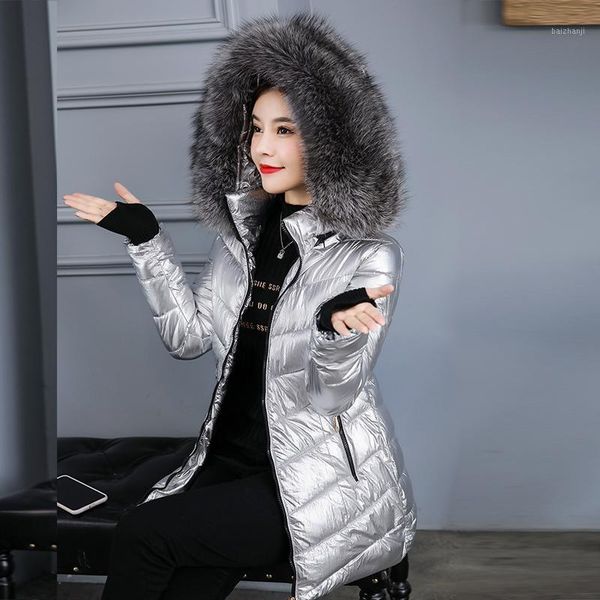 

winter women parkas 2020 casual thicken warm padded big fur jackets coat female outwear snow jacket -25 to -10c wear s-3xl1, Black