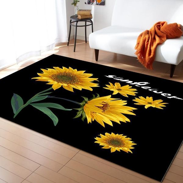 

sunflower nordic black pattern carpets for living room bedroom area rug kids room play mat 3d printed home large carpet1
