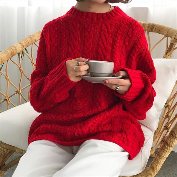 

4 цвета корейский ретро цветы вязаные свитера женщин вскользь o шеи свободный свитер с длинным рукавом женские сплошные цвета увеличенные пе, White;black