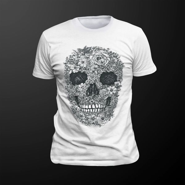 

новое лето охладить tee shirt t-shirt flower skull motive школа фрайцайт rockabilly vintage biker футболки спорт толстовка с капюшоном толст