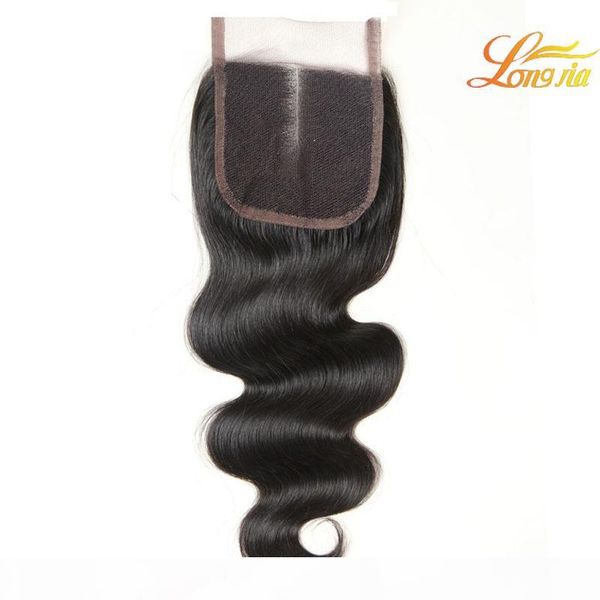

4x4 lace closures 100% unprocessed brazilian body wave human hair lace closure part middle part three part 8a quality, Black;brown