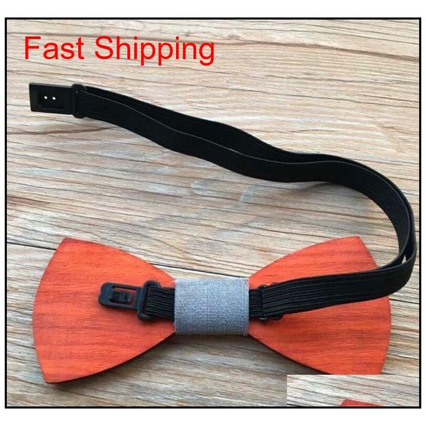 

2018 new fashion vintage wooden bowties unique handcrafted wood wedding bowknot stripes classic qylmvw beauty888, Black;gray