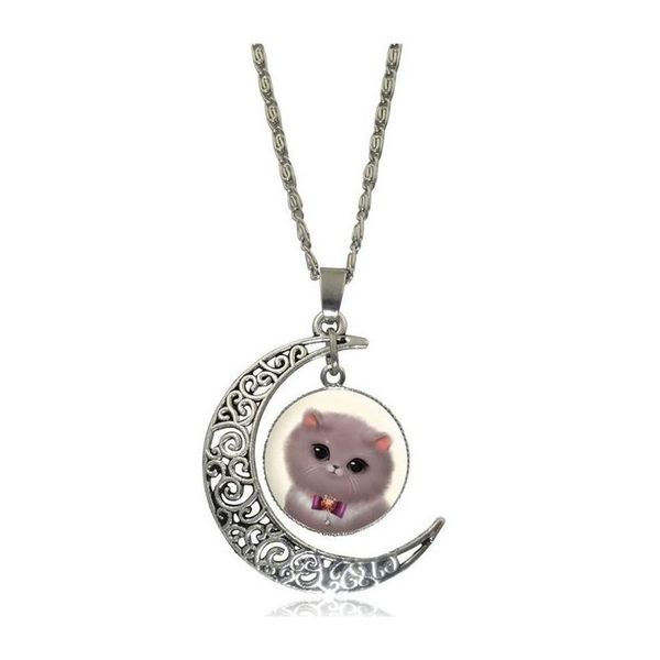 

women's fashion assorted hollow carved moon gemstone pendant jewelry necklaces for p wmtmpw dh_seller2010, Silver