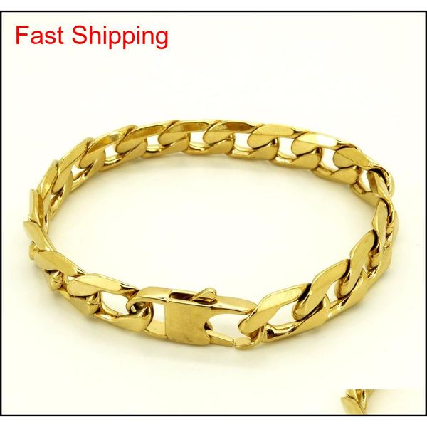 

100% stainless steel bracelet men retro jewelry 18k gold plated t and co curb cuban chain 6/8/12 m qylncv bde_home, Black