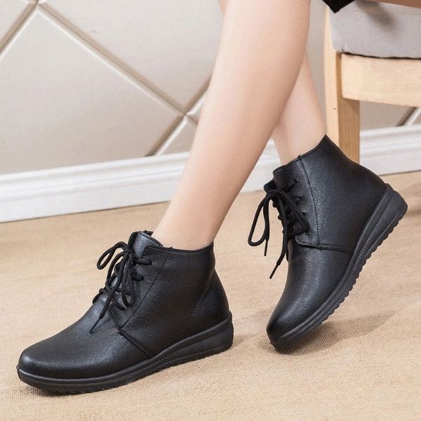 

boots female winter comfortable shoes for women new brand style women's casual boots brand designer ladies shoes botas mujer #y67g, Black