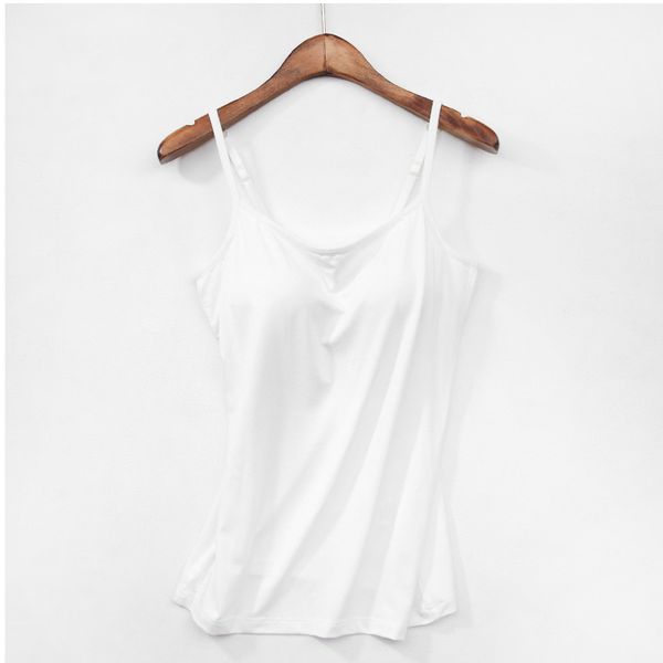 

2021 new modal vest women lingerie chest pad sleeveless straps summer solid tank one-piece female camisoles underwear 7ts2, Black;white