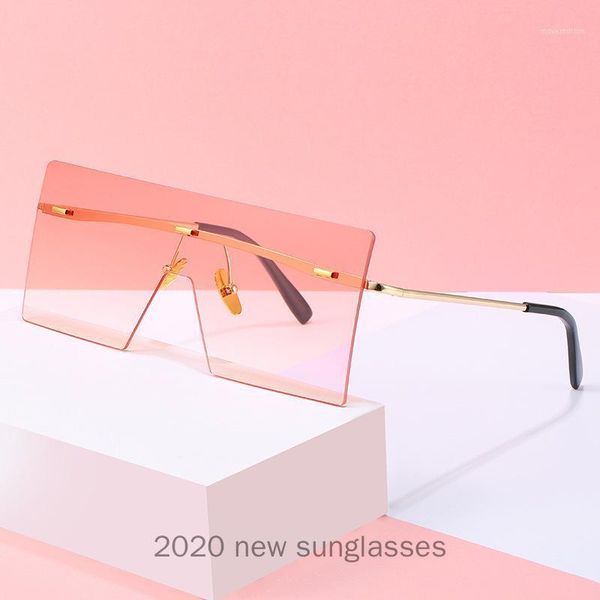 

2020 new frameless square sunglasses women's pink glasses vintage sunglass for women fashion ladies eyewear with box nx1, White;black