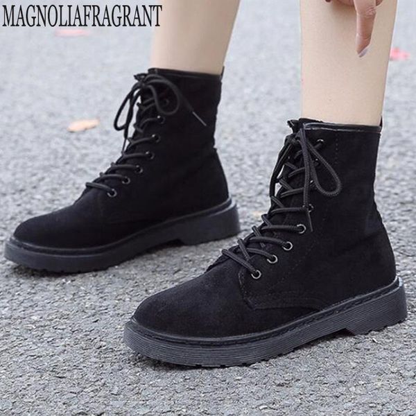 

new spring and autumn woman boots british style retro motorcycle boots fashion lace up ankle woman zapatos de mujer y759, Black