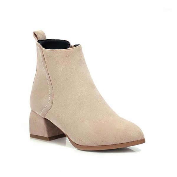 

boots winter lady boots-women shoes round toe luxury designer 2021 low mid calf rubber autumn med fashion basic concise1, Black