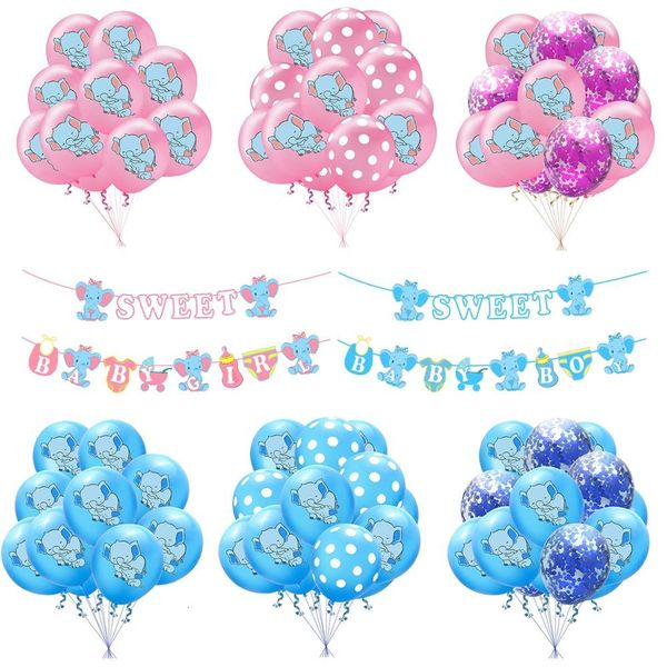 

pink blue elephant baby shower balloons happy balloon first birthday boy girl party decor kids ballons baloons
