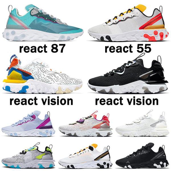 

fashion react vision element 55 87 triple black white anthracite men women running shoes iridescent outdoor mens trainers sport sneakers