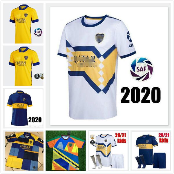 

2020 boca juniors 16 de rossi soccer jersey 20/21 home tibet navy away yellow gago soccer shirts tevez benedetto pavón football uniform, Black;yellow