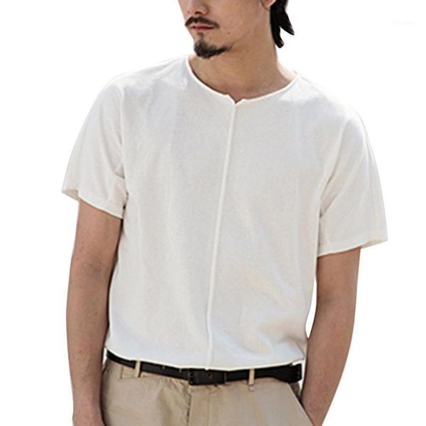 

harajuku men's summer new style fashion pure cotton and short sleeve blouse comfortable pullover linen shirt for male1, White;black
