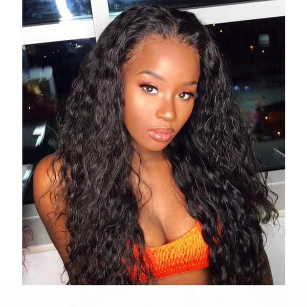 

150% density natural black 100% human hair brazilian water wave remy hair full lace wigs pre plucked, Black;brown