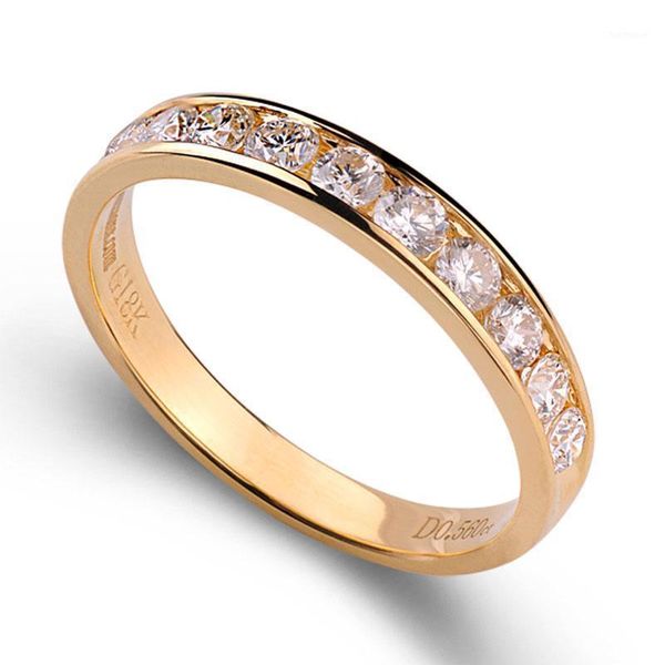 

14k au585 yellow gold ring women wedding anniversary engagement party ring 10 pcs 0.5ct each round moissanite diamond trendy1, Golden;silver