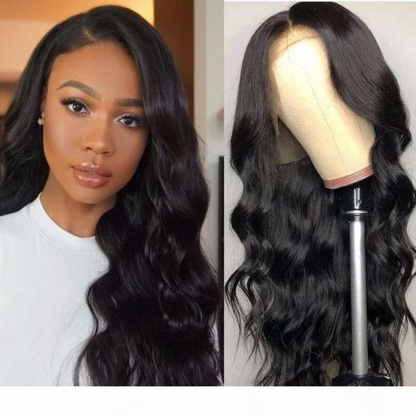 

lace wig human silk brazilian virgin body wave lacefront 4x4 frontal long glueless wavy lace front human hair wigs silk base, Black;brown