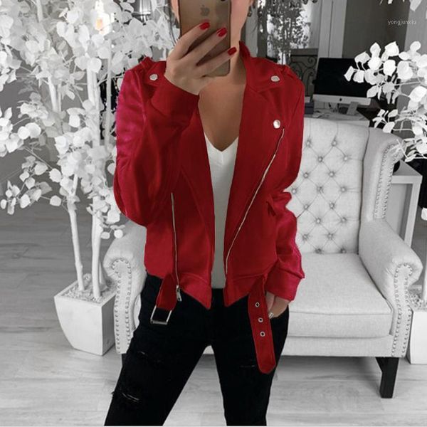 

autumn jacket women fashion outerwear coats short basic casual jacket women long sleeve zipper turn-down soft1, Black;brown