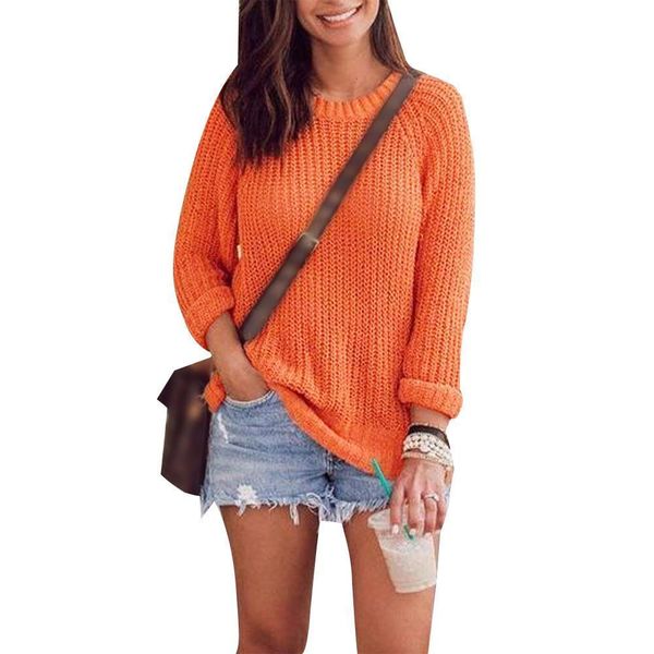 

sweater women warm sweater invierno mujer 2020 ladies long sleeve loose plus size orange basic new, White;black