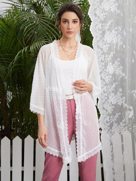 

lace trim swiss dot kimono o8vi#, White;black