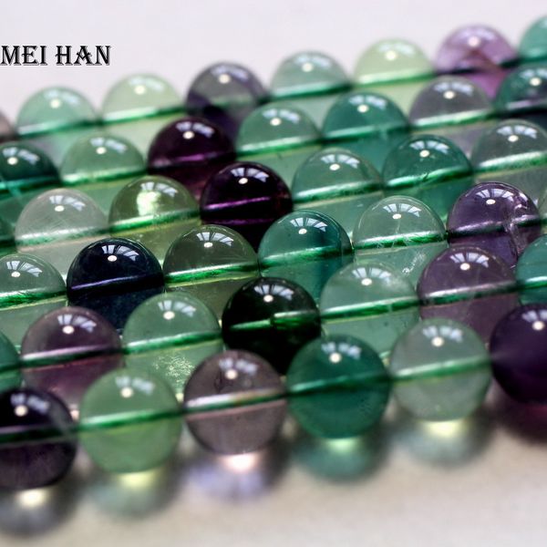 

meihan natural a+ 10mm & 12mm colorful fluorite smooth round loose beads for jewelry diy design 200930, Black