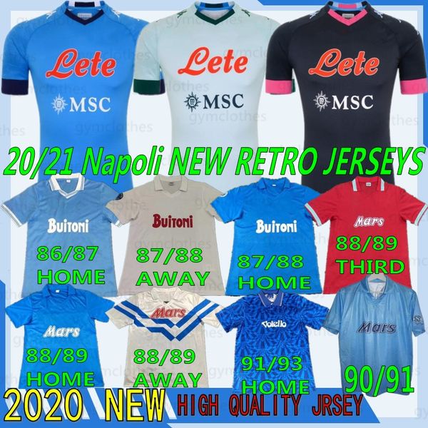 

thai 2021 retro maradona naples soccer jerseys hlozano mertens koulibaly hamsik .insigne player man kids football shirt, Black;yellow