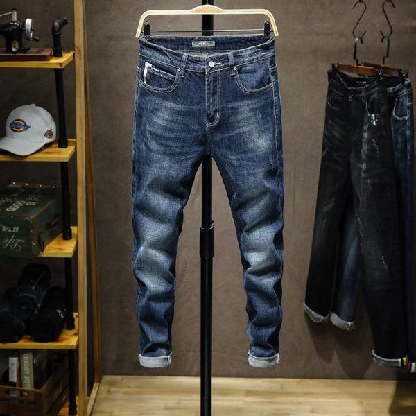 

men's jeans 2021 autumn winter good quality blue jean slim fit denim men cotton stretch pants cowboy business casual jeans,838