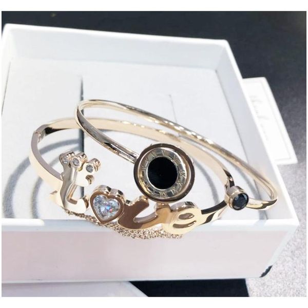 

titanium steel bangle open cuff rose gold silver black bracelets mix styles luxury trend korean wholesales high qual wmtinm hat7890