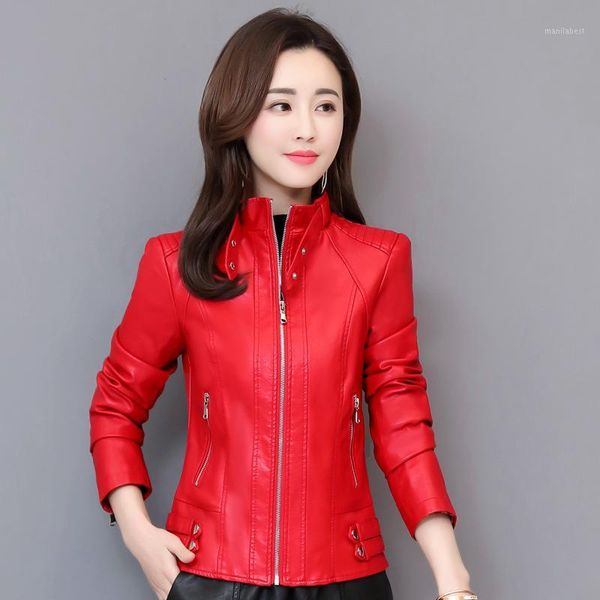 

ladies pu 2020 fashion autumn winter black jacket women slim moto biker faxu leather coat female plus size 4xl1