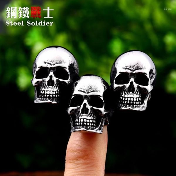 

steel soldier 3 punk high brush skull necklace pendant stainless steel punk men neccessories biker jewelry1, Silver
