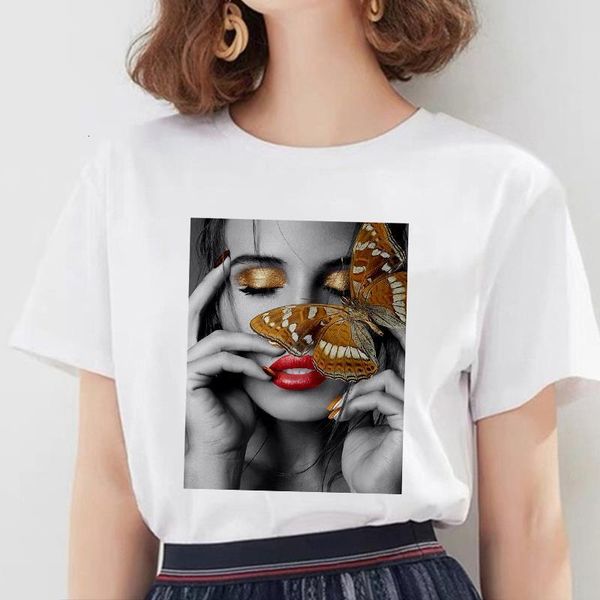 

fashion lovely personality woman nordic vintage art pirnt t shirt women harajuku short sleeve punk streetwear clothes t-shirt, White
