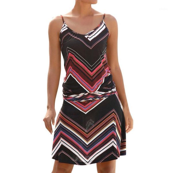 

dress women's v-neck sleeveless sling print dress ladies fashion pleated decorative hip new casual #zer1, Black;gray