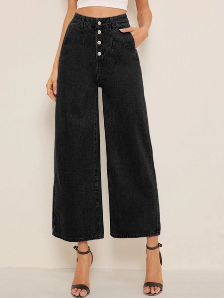 

high waisted wide leg crop jeans d0au#, Blue