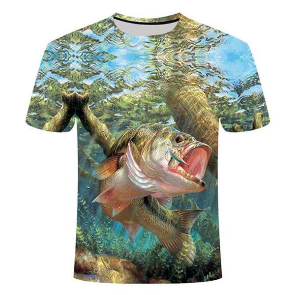 

2019 new fish 3d t shirt men hip hoptshirt fisherman tropical print t shirt funny t shirts summer fishinger animal mens clothing jllklw