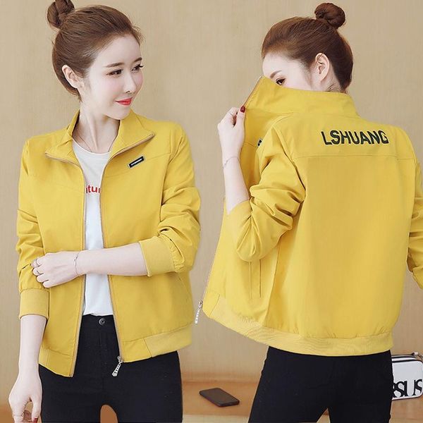 

2020 autumn new windbreak women jacket long sleeve casual coat female basic jackets fahion short coats outerwear plus size p663, Black;brown
