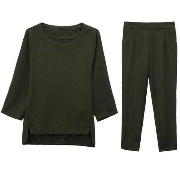 

2021woman +wild leg pant two sets knitted, Gray