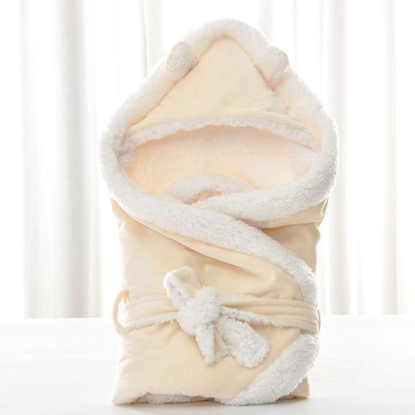 

blankets & swaddling hooded plush stroller cover envelope baby swaddle thick infant sleeping bag soft warm universal cute sack wrap b