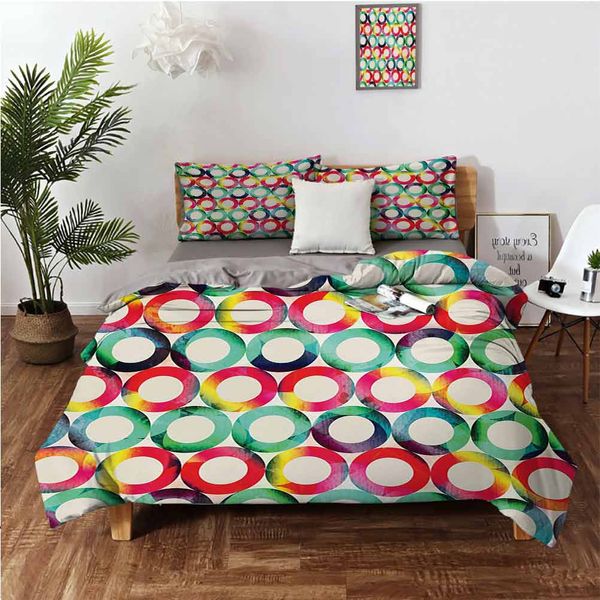 

vibrant style circular forms retro spots artsy fashion hipster designbedding 3-piece set