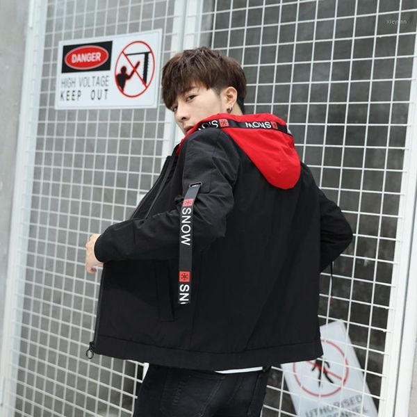 

2019 spring and autumn new casual street trend men's jacket youth students hooded personality handsome clothes jacket1, Black;brown