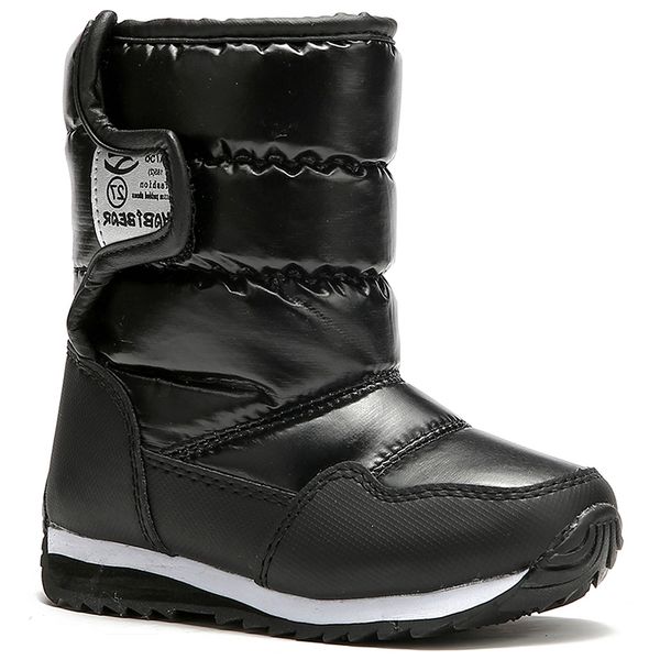 

winter waterproof snow boots for boys girls fur lined warm shoes mid-calf non-slip safety winter shoes for kids, Black