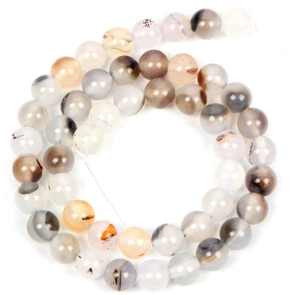 

4-12mm natural stone bead round smooth black flower agates loose beads for jewelry making diy charm bracelet necklace handmade