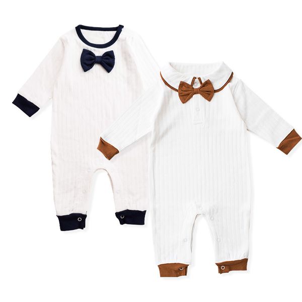 Recém-nascido designer romper bebê um pedaço de manga longa recém-nascido roupas outono inverno meninos infantil algodão gravata cavalheiro cavalheiro s740