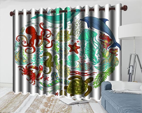 

3d curtain window 3d living room curtain various underwater animals living room bedroom kitchen window blackout curtains