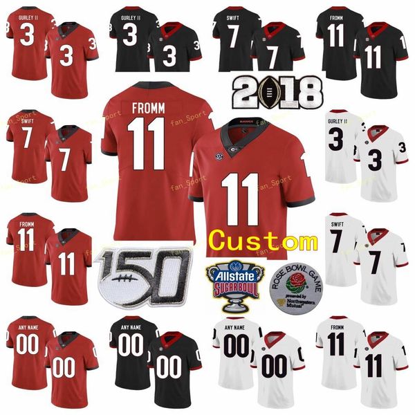 

custom georgia bulldogs college football jerseys 1 brenton cox george pickens michel 10 malik herring 11 jake fromm men white red stitched, Black