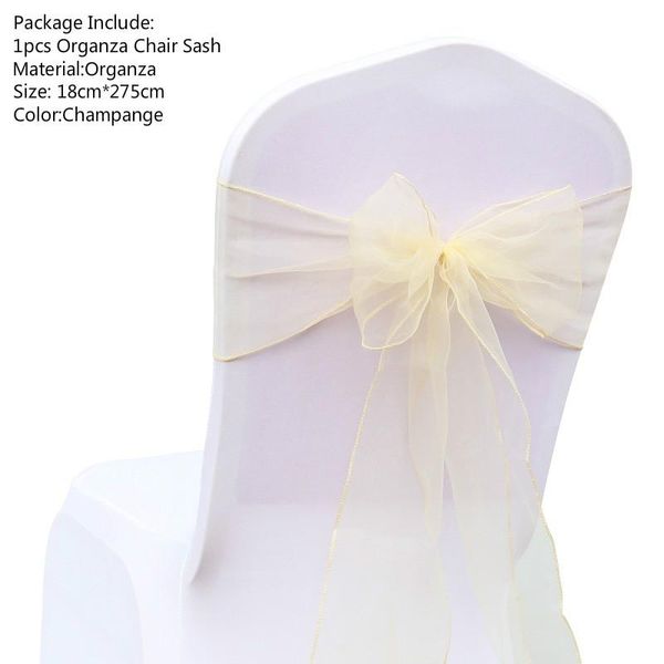 

1pcs knot band chair event decoration wedding banquet bow for tie bronzing sashes cover organza belt party wmttlx xhhair