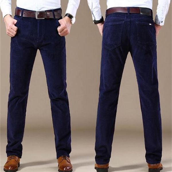

2021 casual corduroy trousers of fashion elastic fitting men's pants il9h, Black