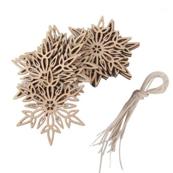 

10pcs x wooden snowflake ornaments christmas xmas tree party home hanging decors1