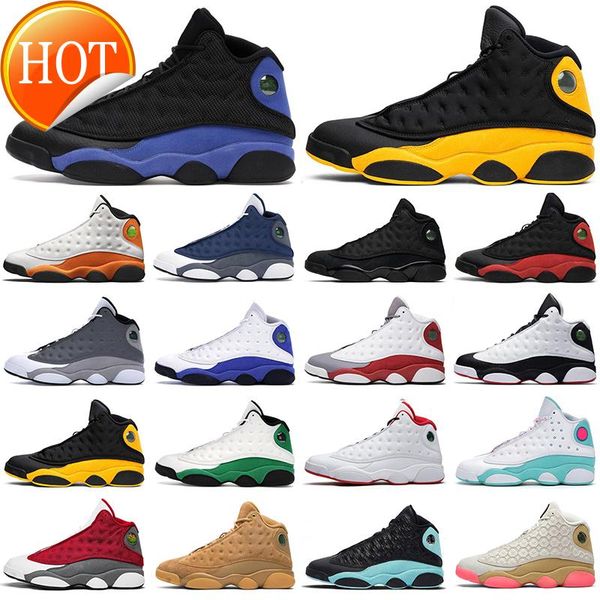 

men women basketball shoes 13s black hyper royal starfish red flint bred island green mens trainers athletic sneakers size 5 .5 -13 s